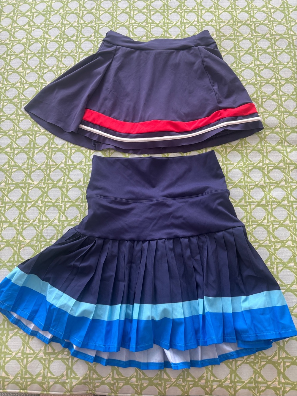 Amazon Women’s Navy Skirt Duo with Red and Blue Stripe Accents